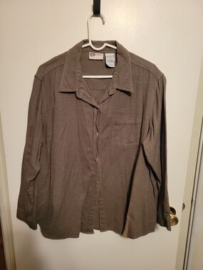 Faded Glory Brown Button-Down Women's Shirt
